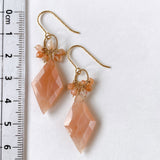 Peach moonstone and sunstone bouquet earrings 