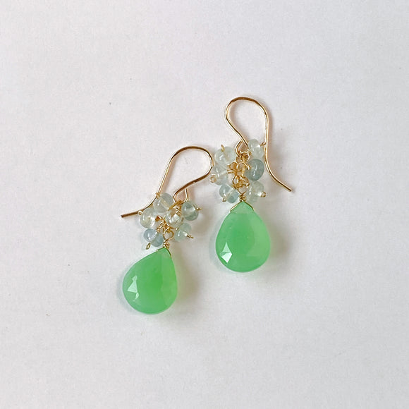 chrysoprase and aquamarine bouquet earrings 