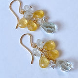 Green amethyst and heliodor bouquet earrings 