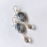 dendrite opal and topaz earrings