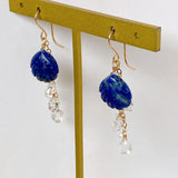 lapis lazuli and herkimer quartz earrings 