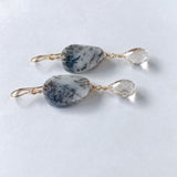 dendrite opal and topaz earrings