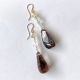 Large garden quartz and oil-in perkimer quartz earrings