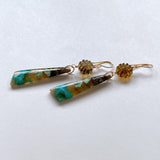 Opalized wood and honey quartz flower earrings No.4-9 