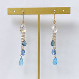 Rainbow moonstone and blue natural stone earrings 