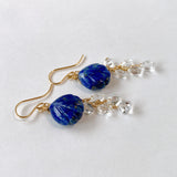 lapis lazuli and herkimer quartz earrings 