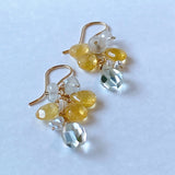 Green amethyst and heliodor bouquet earrings 