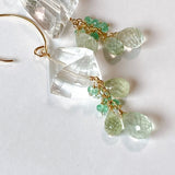 Crystal, yellow beryl and Colombian emerald earrings