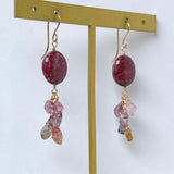 thulite and spinel earrings