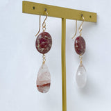 Thulite and Himalayan crystal earrings B 