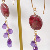 thulite and amethyst earrings