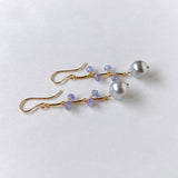 Silver gray Akoya pearl and tanzanite earrings