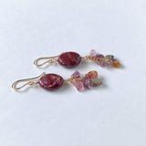 thulite and spinel earrings