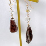 Large garden quartz and oil-in perkimer quartz earrings