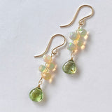 Rutile peridot and opal earrings