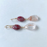 Thulite and Himalayan crystal earrings A 