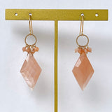 Peach moonstone and sunstone bouquet earrings 