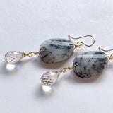 dendrite opal and topaz earrings