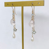 Heart rose quartz Tanabata earrings 