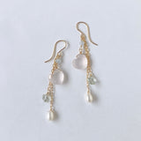 Heart rose quartz Tanabata earrings 