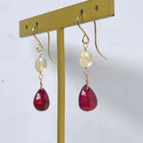 ruby and ethiopian opal earrings 