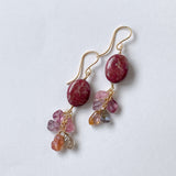 thulite and spinel earrings