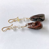 Large garden quartz and oil-in perkimer quartz earrings