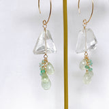 Crystal, yellow beryl and Colombian emerald earrings