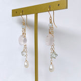 Heart rose quartz Tanabata earrings 