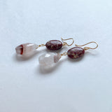 Thulite and Himalayan crystal earrings B 