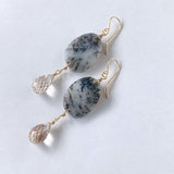 dendrite opal and topaz earrings