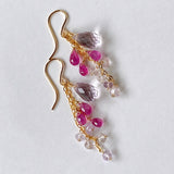 Pink amethyst, ruby, and ametrine Sharashara earrings