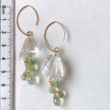 Crystal, yellow beryl and Colombian emerald earrings