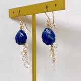 lapis lazuli and herkimer quartz earrings 