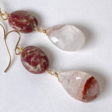 Thulite and Himalayan crystal earrings B 