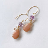 Pink opal, pink amethyst, imperial topaz and freshwater pearl earrings 