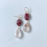 Thulite and Himalayan crystal earrings A 