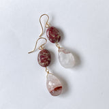 Thulite and Himalayan crystal earrings B 