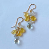 Green amethyst and heliodor bouquet earrings 