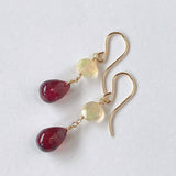 ruby and ethiopian opal earrings 