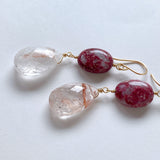 Thulite and Himalayan crystal earrings A 