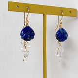 lapis lazuli and herkimer quartz earrings 