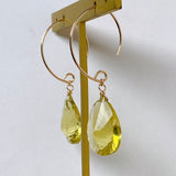 Large lemon quartz single earrings B 