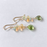 Rutile peridot and opal earrings