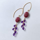 thulite and amethyst earrings