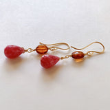 Pink grossular garnet and hessonite garnet earrings