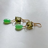 Gemstone chrysoprase and green apatite earrings