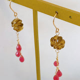 Honey quartz and pink grossular garnet earrings