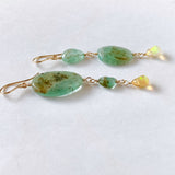 Russian emerald and opal drop earrings (yellow)