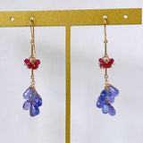 tanzanite and ruby ​​bouquet earrings